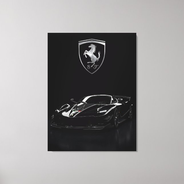 Ferrari FXX-K Black Hypercar | Dark Supercar Canvas Print (Front)