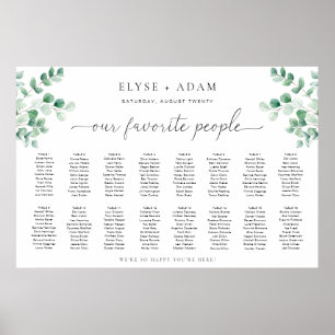 Ferras Greenery 16 Table Seating Chart Poster