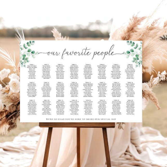 Ferras Greenery 24 Table Seating Chart Poster (Creator Uploaded)