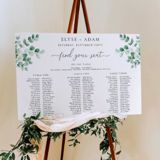 Ferras Greenery 3 Banquet Seating Chart Foam Board