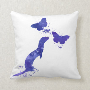 ferret and butterflies cushion