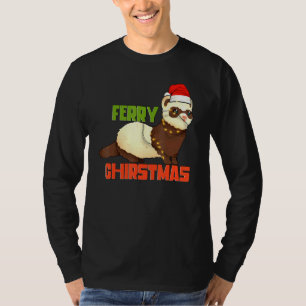 Ferret Animal Pet Ferry Christmas Santa Hat T-Shirt