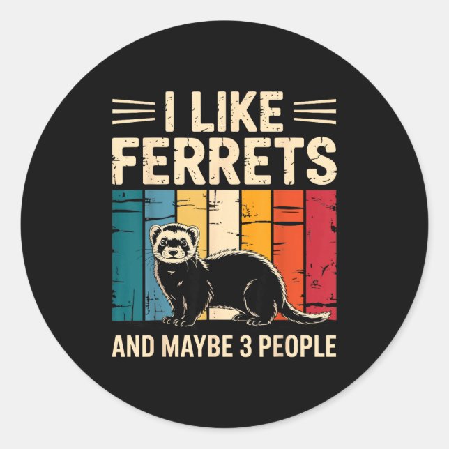 Ferret Art For Men Women Kids Pet Ferret Lovers Fe Classic Round Sticker (Front)