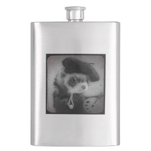 Ferret as Artist Hip Flask