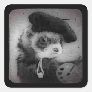Ferret as Artist Square Sticker