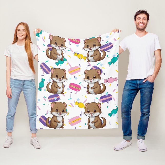 Ferret Candies Pattern Fleece Blanket (In Situ)