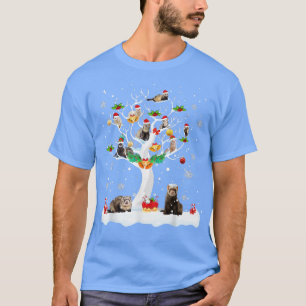 Ferret Christmas On Winter Tree Ferret Lover Pajam T-Shirt