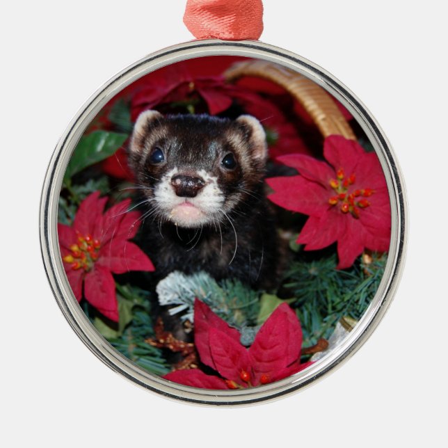 Ferret Christmas Oranment Metal Tree Decoration (Front)