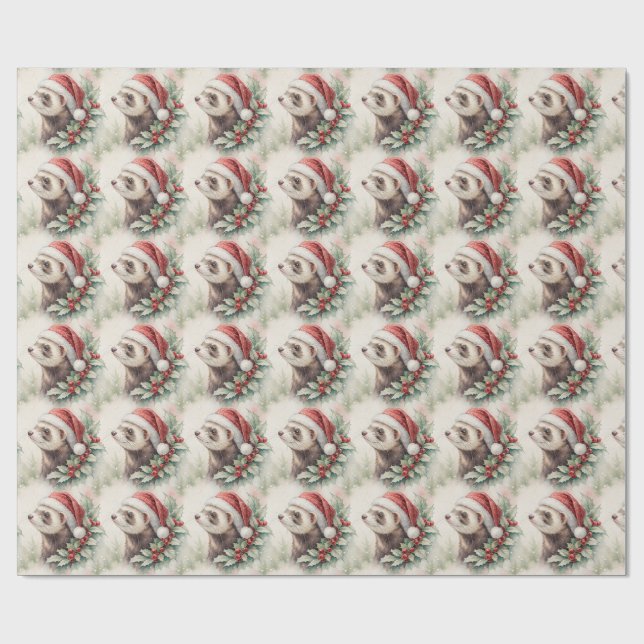 Ferret Christmas Wrapping Paper  (Flat)