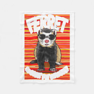 Ferret Coolest Pet On Earth Retro Sungles Funny T Fleece Blanket