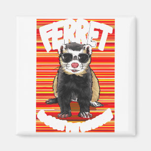 Ferret Coolest Pet On Earth Retro Sungles Funny T Magnet