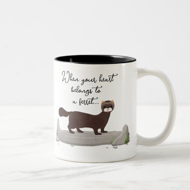 Ferret! Cute gift for ferret loving friend! Two-Tone Coffee Mug (Right)