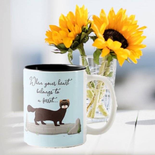 Ferret! Cute gift for ferret loving friend! Two-Tone Coffee Mug (Creator Uploaded)