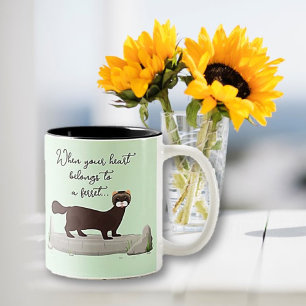 Ferret! Cute gift for ferret loving friend! Two-Tone Coffee Mug