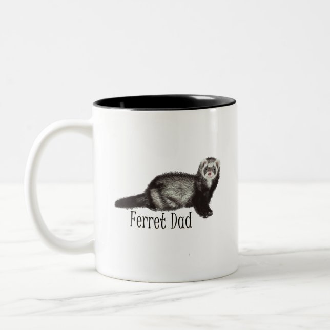 Ferret Dad Black Lettering with Sable Ferret Two-Tone Coffee Mug (Left)