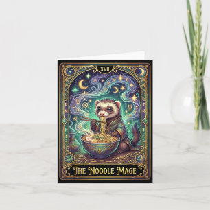 Ferret Eating Ramen Tarot Card Japanese Kawaii Pet