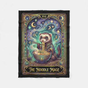 Ferret Eating Ramen Tarot Card Japanese Kawaii Pet Fleece Blanket