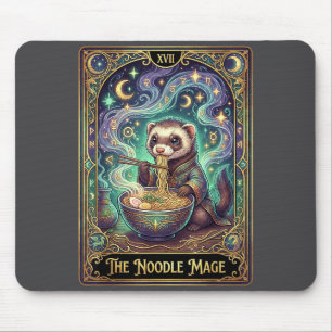 Ferret Eating Ramen Tarot Card Japanese Kawaii Pet Mouse Mat