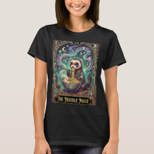 Ferret Eating Ramen Tarot Card Japanese Kawaii Pet T-Shirt