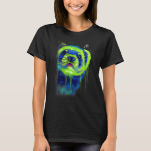 Ferret Face Graphics Hand Drawn Splash Art Ferret  T-Shirt