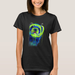 Ferret Face Graphics Hand Drawn Splash Ferret Pet  T-Shirt