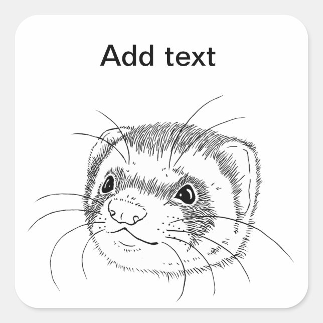 Ferret face square sticker (Front)