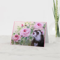 Ferret & Flowers Blank Greeting Card