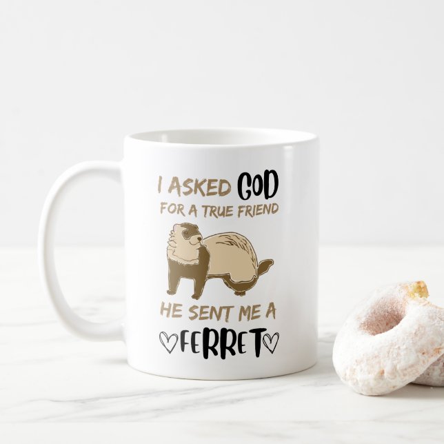 Ferret Friend Adorable Funny Pet Animal Bestie Coffee Mug (With Donut)
