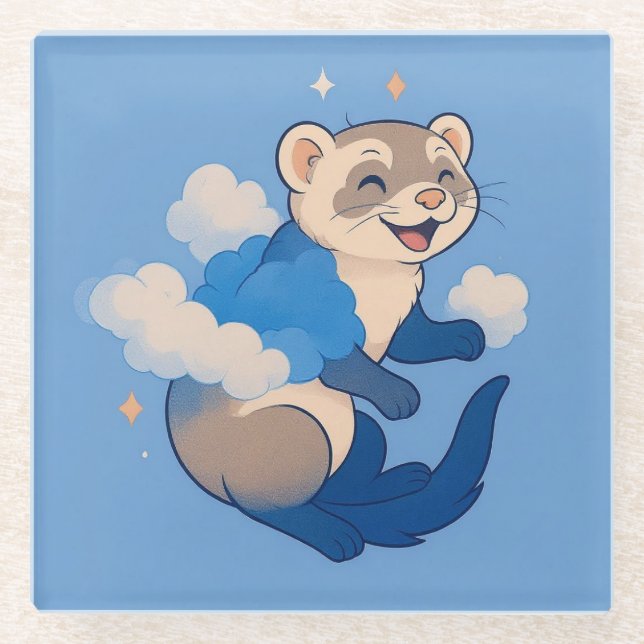 Ferret Glass Coaster (Front)