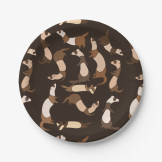 Ferret in dark brown paper plate