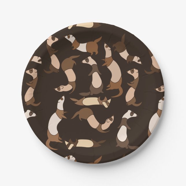 Ferret in dark brown paper plate (Front)