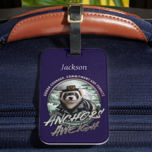 Ferret in Sailor Suit Anchors Aweigh Luggage Tag
