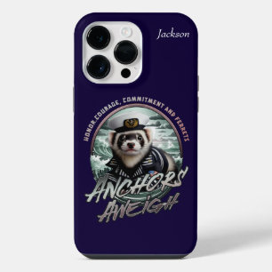 Ferret in Sailor Suit and Anchors Away iPhone 14 Pro Max Case