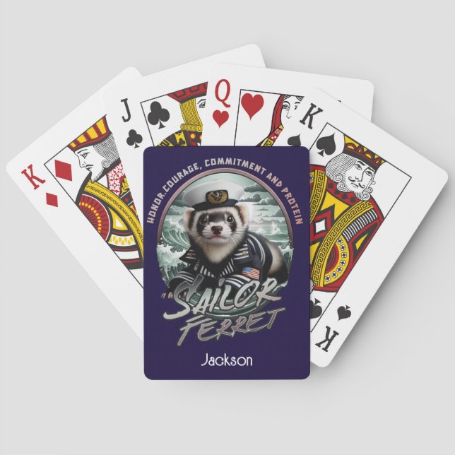 Ferret in Sailor Suit and Oceans Playing Cards (Back)