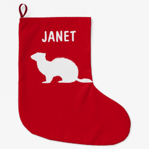 Ferret in Silhouette Name Customisable Large Christmas Stocking