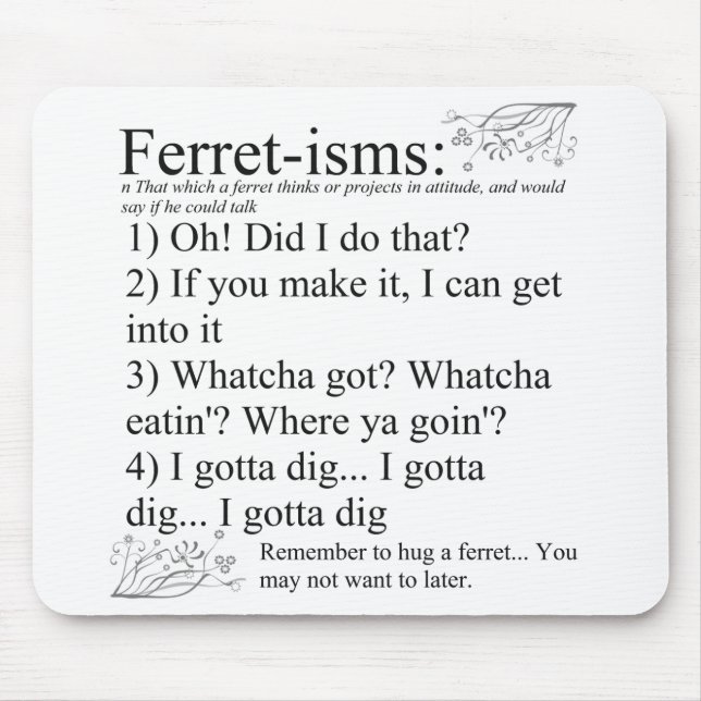 Ferret-isms & Sayings Mouse Mat (Front)