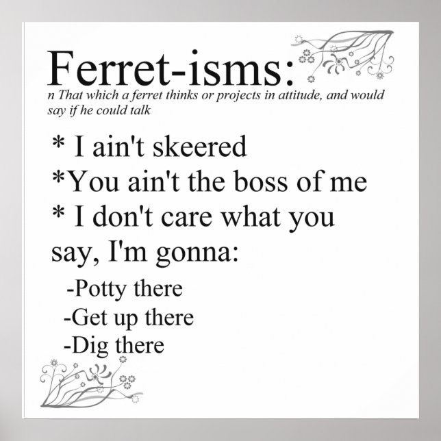 Ferret-isms & Sayings Print (Front)