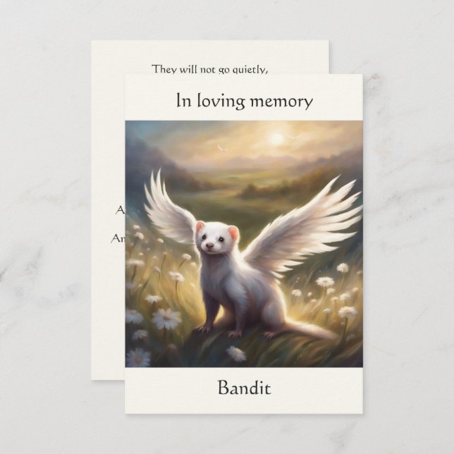 Ferret Memorial Poem Angel Wings Add Name Field  Thank You Card (Front/Back)