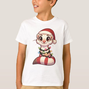 Ferret Merry Christmas Winter Animals Cute Ferrets T-Shirt