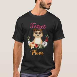 Ferret Mom Floral Ferret Bow Tie  Mother s Day T-Shirt