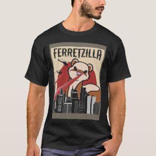 Ferret Monster Ferretzilla Attack Japan Skyline T-Shirt