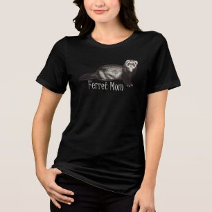 Ferret Mum White Lettering with Sable Ferret Tri-Blend Shirt