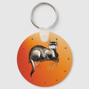 Ferret On A Branch Keychain