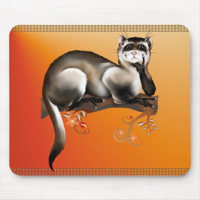 Ferret On A Branch Mousepad (Front)