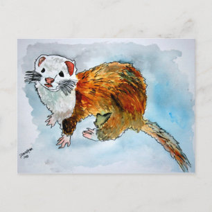 ferret painting post cards art pet portrait cards