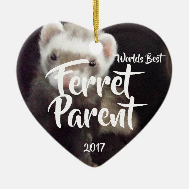 Ferret Parent Ceramic Tree Decoration (Front)