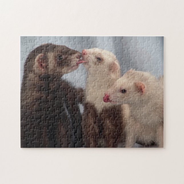 Ferret Puzzle - Three Ferret Friends Love (Horizontal)