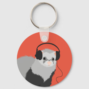 Ferret QR Code Music Lover  Key Ring