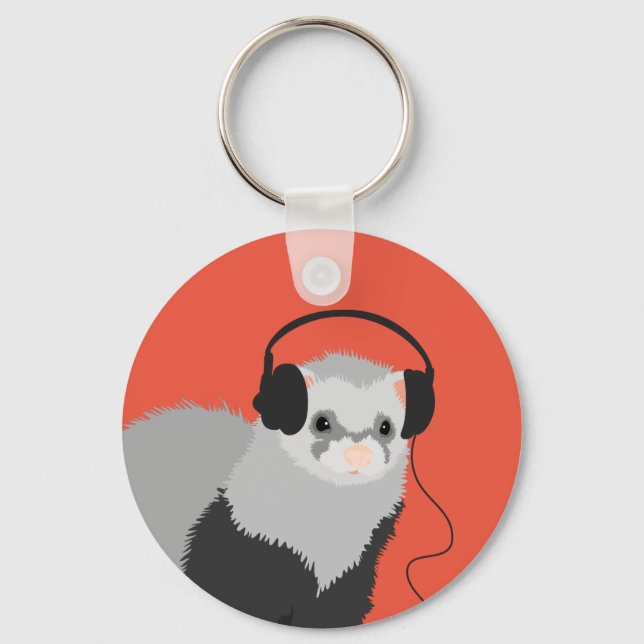 Ferret QR Code Music Lover  Key Ring (Front)