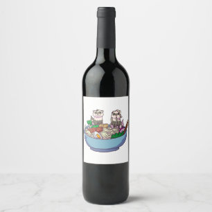 Ferret Ramen Noodles Anime Kawaii Japanese Otaku G Wine Label